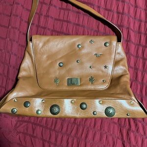 Michael Rome Tan Studded Shoulder Bag